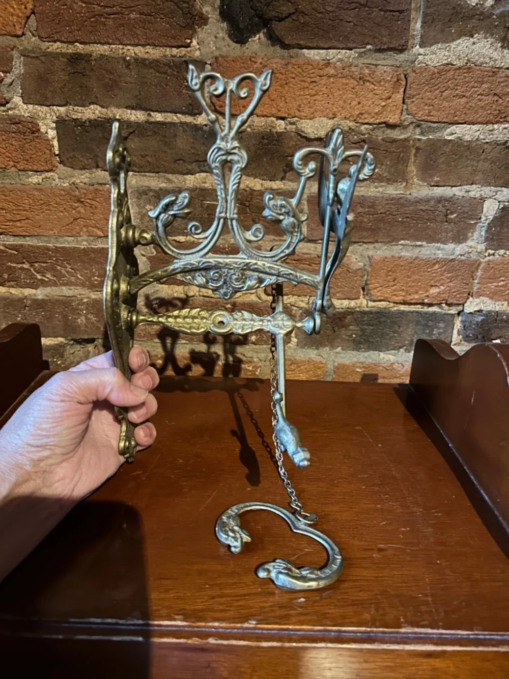 Antique English Victorian Brass Door Bell Hanger no bell